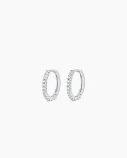 gorjana 14k White Gold Diamond Pavé Huggies 14k Solid White Gold Outlet