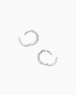 gorjana 14k White Gold Diamond Pavé Huggies 14k Solid White Gold Outlet