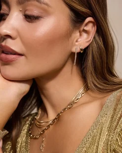 gorjana Lab Grown Diamond Classic Tennis Drop Earrings 14k Solid Gold New