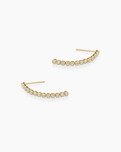 gorjana Lab Grown Diamond Classic Tennis Drop Earrings 14k Solid Gold New