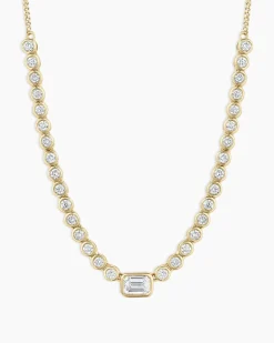 gorjana Lab Grown Diamond Emerald Row Necklace 14k Solid Gold Fashion