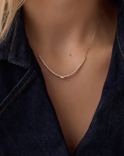 gorjana Lab Grown Diamond Emerald Row Necklace 14k Solid Gold Fashion
