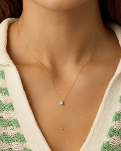 gorjana Lab Grown Diamond Halo Necklace 14k Solid Gold Outlet
