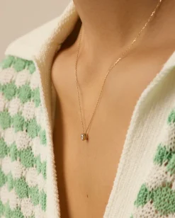 gorjana Lab Grown Diamond Halo Necklace 14k Solid Gold Outlet