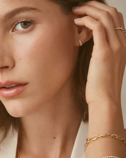 gorjana Lab Grown Diamond Halo Trio Single Huggie 14k Solid Gold Fashion