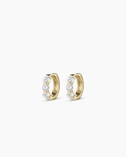 gorjana Lab Grown Diamond Halo Trio Huggies 14k Solid Gold Sale