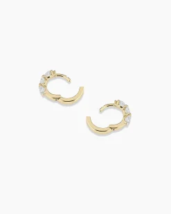 gorjana Lab Grown Diamond Halo Trio Huggies 14k Solid Gold Sale