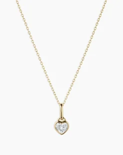 gorjana Lab Grown Diamond Heart Charm Necklace 14k Solid Gold Clearance