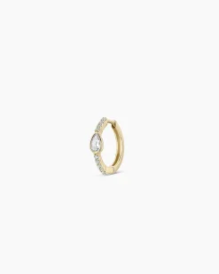 gorjana Lab Grown Diamond Pear Single Huggie 14k Solid Gold Hot