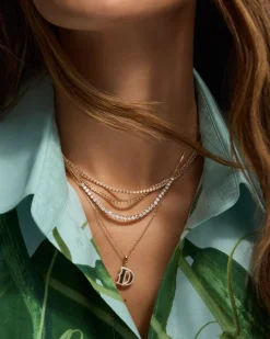 gorjana Lab Grown Diamond Tennis Row Necklace 14k Solid Gold Clearance