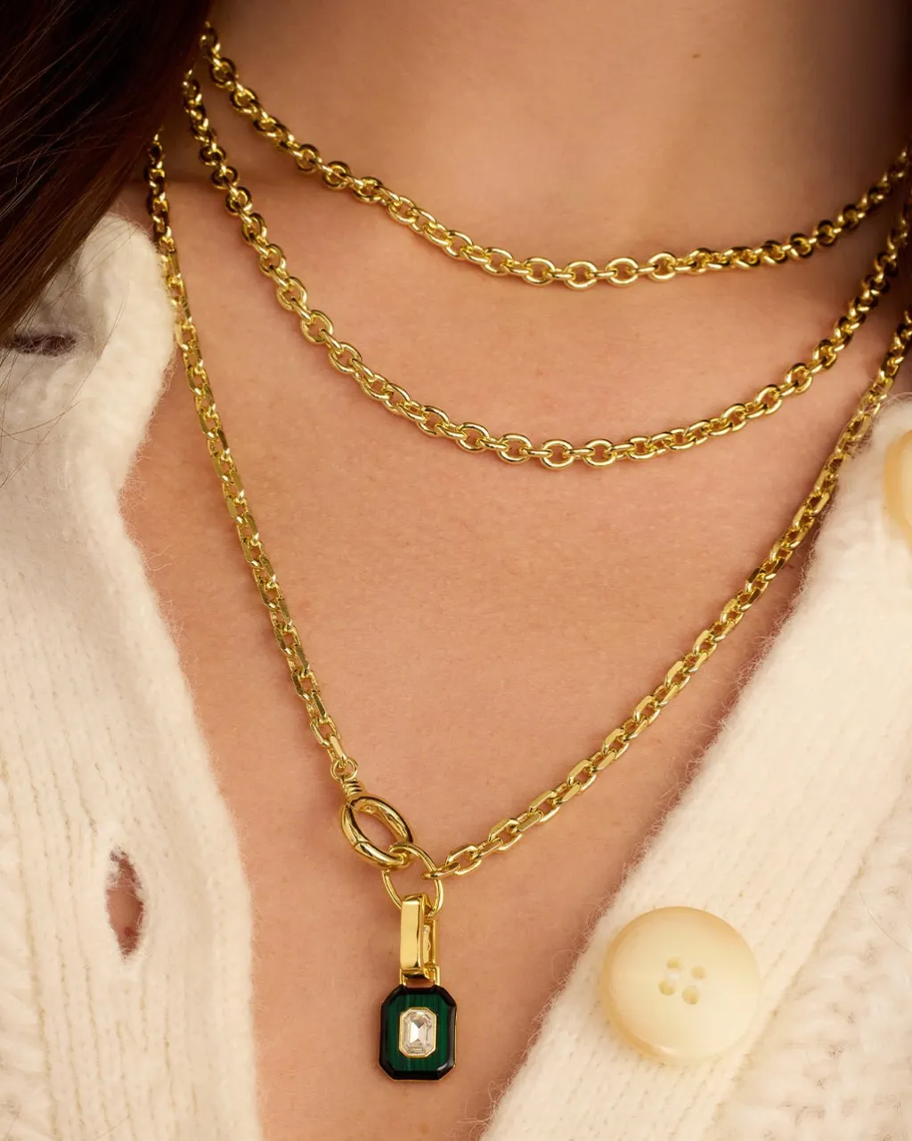 gorjana Malachite Tag Charm 18k Gold Plated Sale