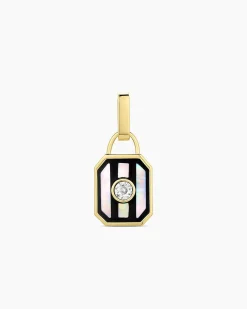 gorjana Mother of Pearl Stripe Tag Charm 18k Gold Plated Clearance