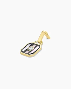 gorjana Mother of Pearl Stripe Tag Charm 18k Gold Plated Clearance