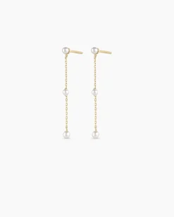 gorjana Newport Pearl Earrings 14k Solid Gold Hot