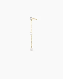 gorjana Newport Pearl Single Earring 14k Solid Gold New