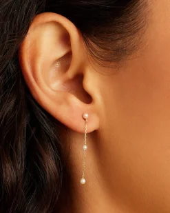 gorjana Newport Pearl Single Earring 14k Solid Gold New