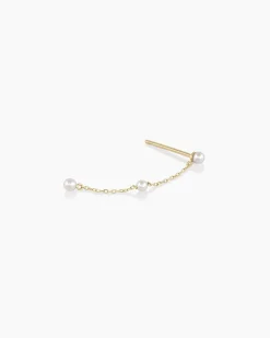 gorjana Newport Pearl Single Earring 14k Solid Gold New