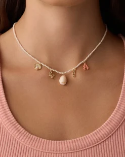 gorjana Ocean Mini Charm Necklace 18k Gold Plated Outlet