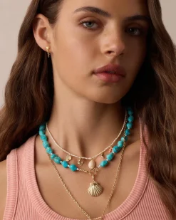 gorjana Ocean Mini Charm Necklace 18k Gold Plated Outlet