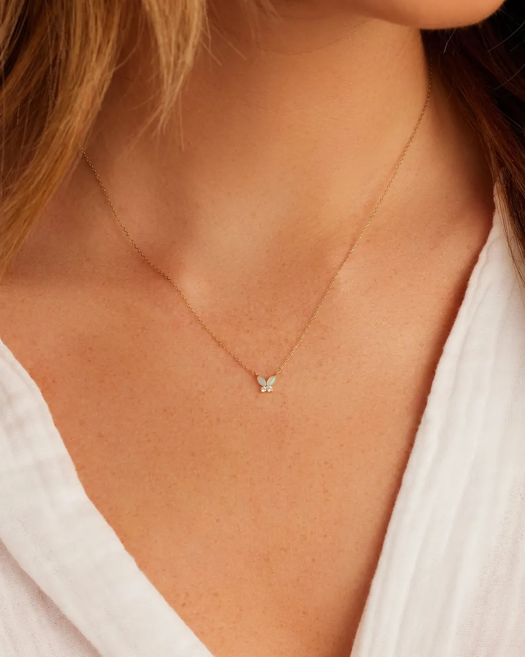 gorjana Opal Butterfly Necklace 14k Solid Gold New