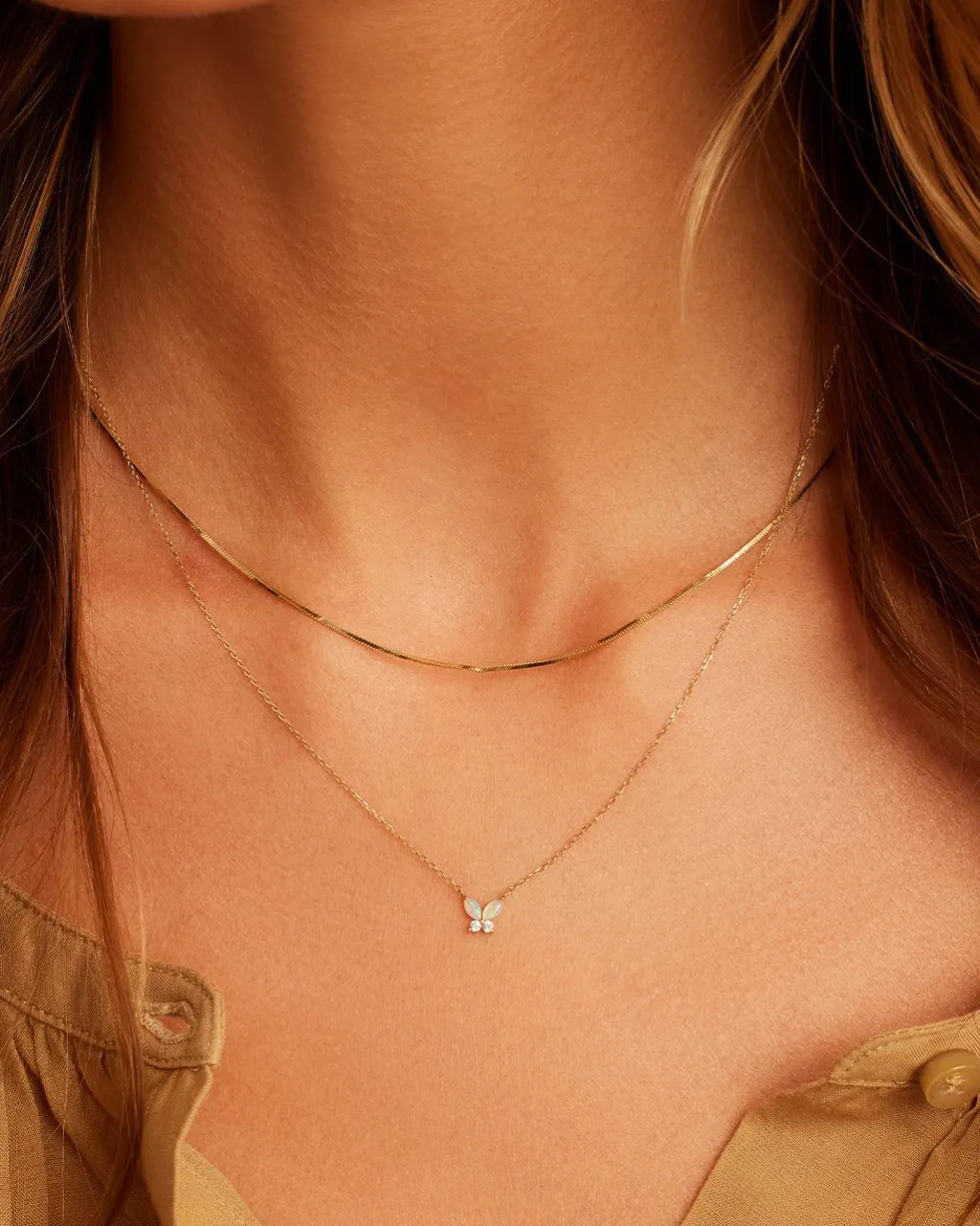 gorjana Opal Butterfly Necklace 14k Solid Gold New