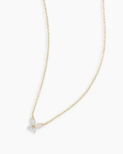 gorjana Opal Butterfly Necklace 14k Solid Gold New