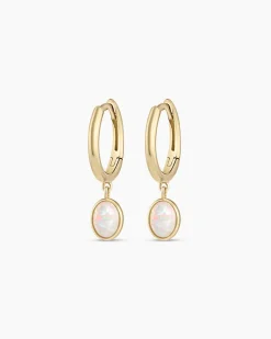 gorjana Opal Oval Huggies 14k Solid Gold Outlet