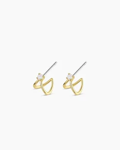 gorjana Opalite Solitaire Double Huggies 18k Gold Plated Discount