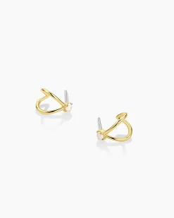 gorjana Opalite Solitaire Double Huggies 18k Gold Plated Discount