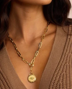 gorjana Parker XL Evil Eye Necklace 18k Gold Plated Sale