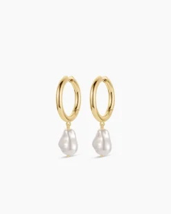 gorjana Pearl Cove Hoops 18k Gold Plated Hot