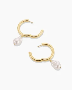 gorjana Pearl Cove Hoops 18k Gold Plated Hot