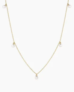 gorjana Pearl Flutter Necklace 14k Solid Gold Clearance