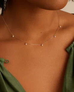 gorjana Pearl Flutter Necklace 14k Solid Gold Clearance