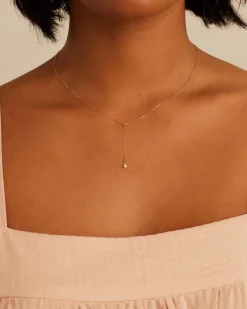 gorjana Pearl Lariat Necklace 14k Solid Gold Best