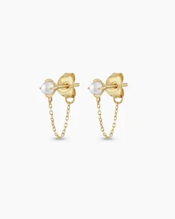 gorjana Pearl Newport Chain Huggies 14k Solid Gold Discount