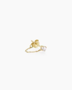 gorjana Pearl Newport Chain Single Huggie 14k Solid Gold New