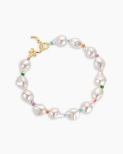 gorjana Pearl Rainbow Cove Bracelet 18k Gold Plated Outlet