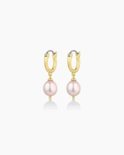 gorjana Pink Pearl Huggies 18k Gold Plated, Pink Freshwater Pearl Online
