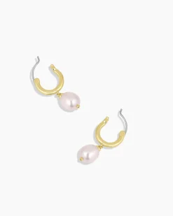 gorjana Pink Pearl Huggies 18k Gold Plated, Pink Freshwater Pearl Online