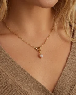 gorjana Pink Pearl Parker Charm 18k Gold Plated, Pink Freshwater Pearl Fashion