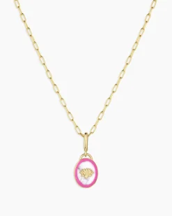 gorjana Power Gemstone Parker Charm Necklace Calming 18k Gold Plated, Howlite - Calming Hot