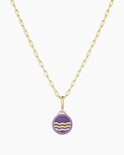 gorjana Power Gemstone Parker Charm Necklace Tranquility 18k Gold Plated, Amethyst - Tranquility Fashion