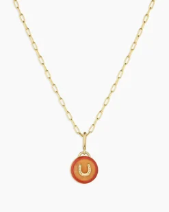 gorjana Power Gemstone Parker Charm Necklace Abundance 18k Gold Plated, Citrine - Abundance Fashion