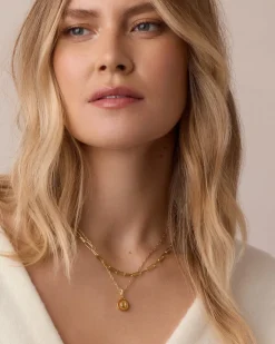 gorjana Power Gemstone Parker Charm Necklace Abundance 18k Gold Plated, Citrine - Abundance Fashion