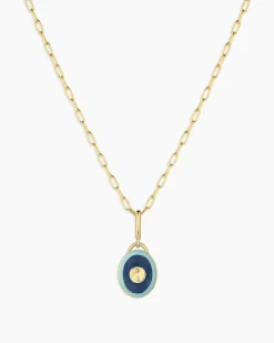 gorjana Power Gemstone Parker Charm Necklace Balance 18k Gold Plated, Labradorite - Balance Outlet