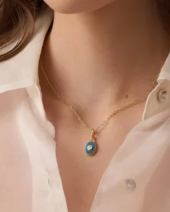 gorjana Power Gemstone Parker Charm Necklace Balance 18k Gold Plated, Labradorite - Balance Outlet
