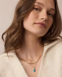 gorjana Power Gemstone Parker Charm Necklace Balance 18k Gold Plated, Labradorite - Balance Outlet