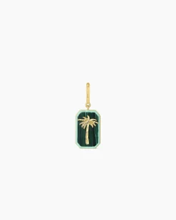gorjana Power Gemstone Travel Parker Charm 18k Gold Plated, Malachite - Travel Outlet