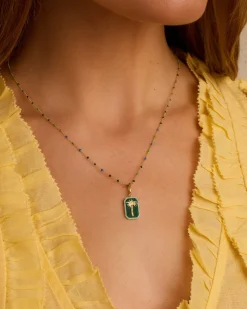 gorjana Power Gemstone Travel Parker Charm 18k Gold Plated, Malachite - Travel Outlet